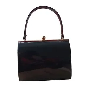 Vintage Bags Vintage Black Cognac Patent Top Handle Bag Fab Poshmark